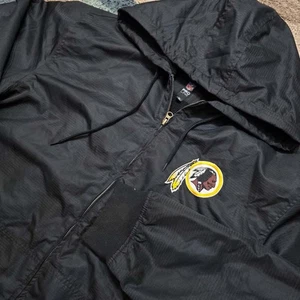 Vintage NFL Pro Line Washington Redskins Hooded Jacket XL Black Fleece Lined - Picture 1 of 10