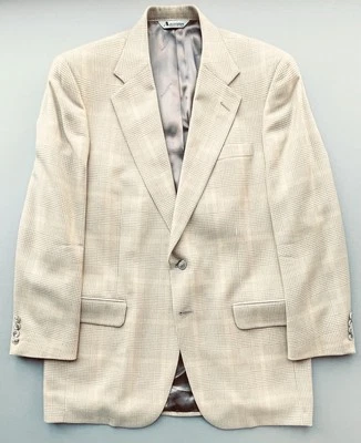 “BEN SILVER AQUASCUTUM LONDON” Sport Coat Glen Plaid Logo Piana Cashmere 40 - Image 1 of 4