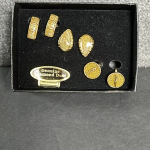 3 PAIR CLIP ON EARRINGS YELLOW GENUINE DIAMOND DUST NEW READ*** - Picture 1 of 5