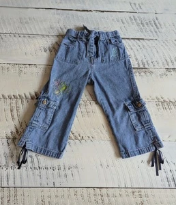 Cherokee Größe 4T Vintage Y2K Medium Wash Denim bestickt Blumen Tie-Waist Jeans - Bild 1 von 6