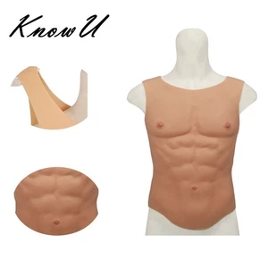 KnowU Fake Chest Muscle Round Neck Soft Silicone Artificial Simulation Muscles - Picture 1 of 18