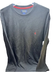Polo Ralph Lauren Shirt Men’s 2XL Black w/Red Pony Thermal Sleepwear Waffle Knit - Picture 1 of 6