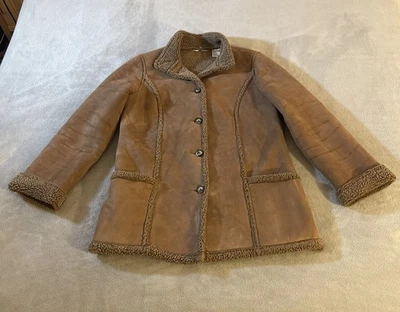 Jaqueta feminina vintage LL BEAN Sherpa forrada de camurça sintética celeiro pequena P - Imagem 1 de 4