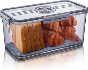 Caja de pan para encimera de cocina, contenedor hermético de almacenamiento de pan, registrador de tiempo... - Imagen 1 de 6