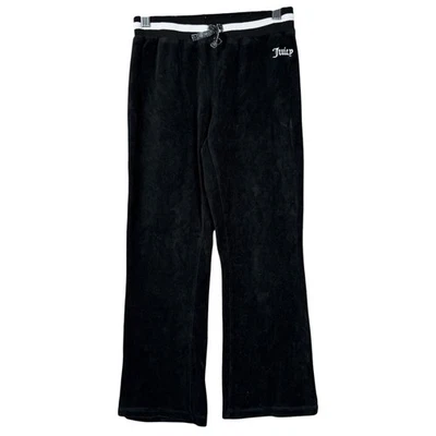 Pantalones de chándal vintage Juicy Couture negros jóvenes niñas (8/10) terciopelo acampanado Y2K Foto 1 de 4