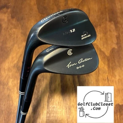 LH Cleveland CG12 Tour Action Black Wedge Set Left / 52° 56° Wedge Flex Steel - Image 1 of 4