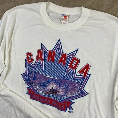 Camiseta De Colección Canadá Cataratas del Niágara Cosida Única Años 80 90 Crew 50/50 Talla XL Foto 1 de 4