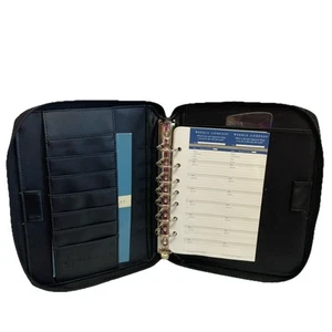 Franklin Covey Spacemaker 7-Ring Zipper Binder Black Faux Leather Zip 8.5”X11” - Picture 1 of 12