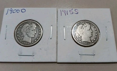 1915 S  1900 O Barber Quarters  Semi Key Dates - Image 1 of 4