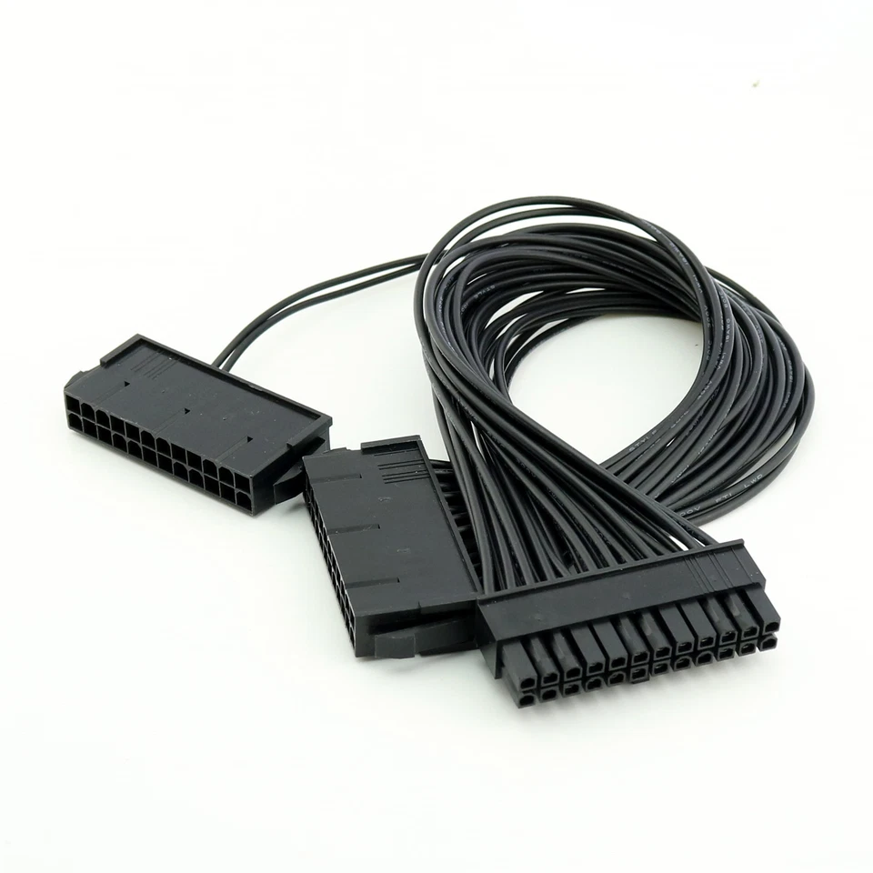 PSU Power Supply 24 Pin ATX Motherboard Mainboard Adapter Connector Cable Dual - Image 1 of 1