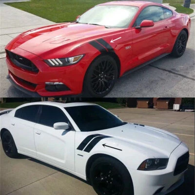 Calcomanía de vinilo gráfica izquierda/r guardabarros rueda coche doble raya negra universal Foto 1 de 4