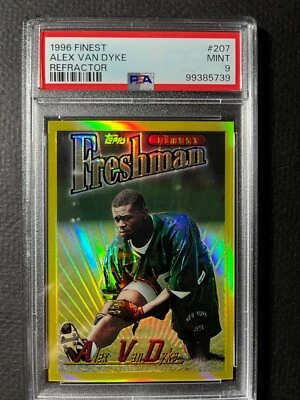 "POP 1" ALEX VAN DYKE 1996 Finest #207 GOLD Refractor RC PSA 9 / Jets / Nevada - Image 1 of 3