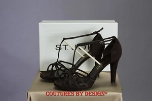 St John Knits Brown Suede Peep Toe 4 Inch Heel Shoe Size 10.0 NIB MSRP $395 - Picture 1 of 5