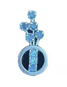Golf Bag Brooch Club Lapel Hat Pin Light Baby Blue Stone Silver Tone Button Rare - Picture 1 of 12