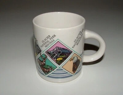 Taza pequeña decorativa Glacier National Park Montana, edad desconocida, usada Foto 1 de 4