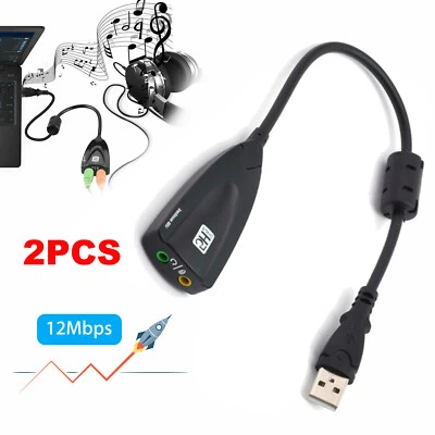 2PCS USB2.0 To 3.5mm Mic/Headphone External 7.1 Channel Audio Sound Card Adapter - Image 1 of 4
