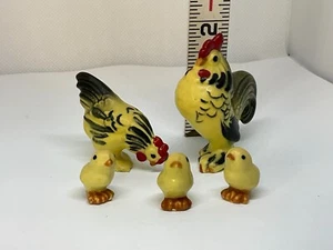 Hagen Renaker Miniature Early Rooster & Banty Hen Chicken Figurine Baby Chicks - Picture 1 of 10