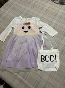 GIRLS HALLOWEEN DRESS SIZE 5 BOO GHOST WHITE NWT PINKY LOS ANGELES - Picture 1 of 6