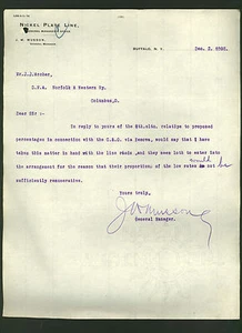 Nickel Plate Line * signed 1893 railroad letter by general manager J. W. Musson - Picture 1 of 1