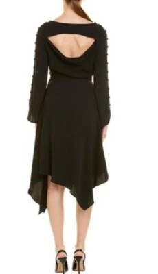 Karen Millen asymmetric hem black US 4/EU 36/UK 8 dress buttons details NEW #H Foto 1 de 4