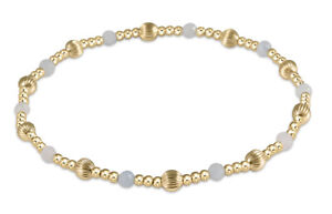 Enewton Gold Aquamarine Dignity Sincerity 4mm Bead Stretch Stacked Bracelet New