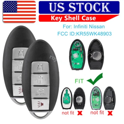 2 Replacement Car Fob Key Shell Case for Infiniti G35 G37 2008 2009 KR55WK48903 - Image 1 of 4