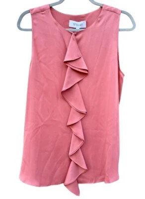 Derek Lam IO Crosby 女式丝绸前荷叶无袖衬衫粉色紫红色 XXL 全新带标签 — 第 1/4 张图片