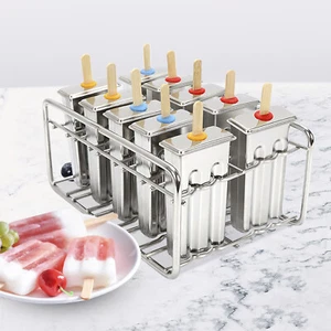 Molde de acero inoxidable Pop Ice Lolly Maker Molde congelado Paleta Plana Doble Ranura - Imagen 1 de 9