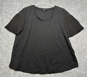Eloquii Shirt Womens 22 Black Cape Pleated Flirty Comfy Casual Travel Versatile - Picture 1 of 14