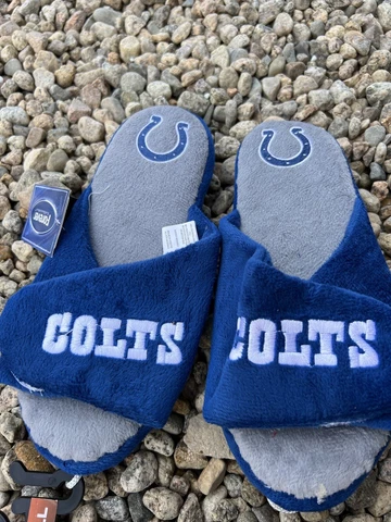 Indianapolis Colts NFL Plush open toe slippers mens size Large 11-12 foco Cover