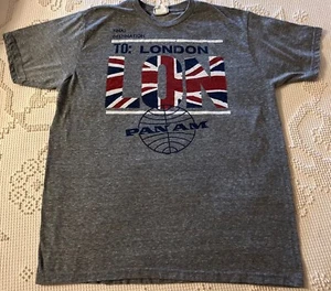 PAN AM PalmerCash T-shirt, XL T Shirt Gray, Destination LONDON - Picture 1 of 6