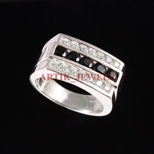 Natural Black Onyx Gemstone with 925 Sterling Silver Ring for Men's #2773 - Picture 1 of 3