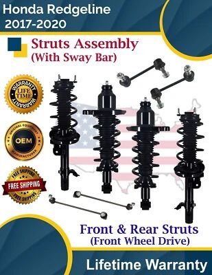 Puntales delanteros y traseros originales con barra estabilizadora para Honda Ridgeline 2017-2020 2x2 de por vida con Foto 1 de 4