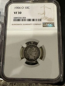1906 O Barber Dime VF-30 - Picture 1 of 2