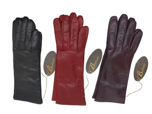 (3) $99 NWT BARBATI M 7.5 Gloves Cashmere Lined Leather Driving Black Red Purple - Picture 1 of 4