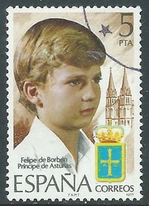 1977 SPAGNA USATO PRINCIPE FILIPPO DELLE ASTURIE - F13-9 - Picture 1 of 1