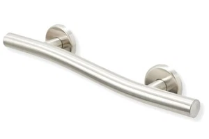 Wave Shower Grab Bar Smooth Grip in Brushed Stainless Steel | Holds Upto 400 lb - Picture 1 of 32
