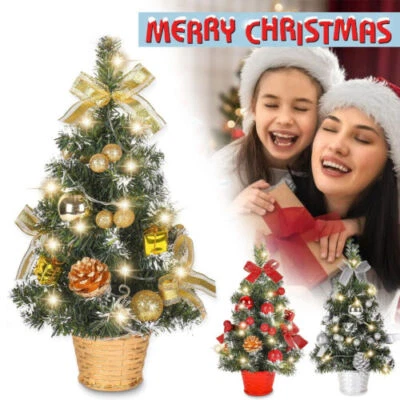 30-60cm Xmas Tabletop Artificial Small Mini Christmas Tree LED Lights Ornament