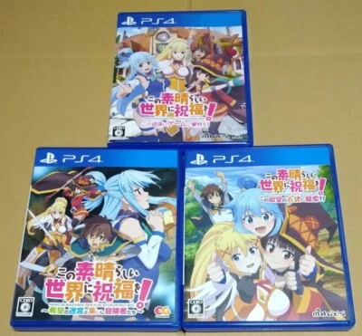Konosuba PS4 3games set Japan Ver. Tested Greedy Game Desire Labyrinth - Image 1 of 4