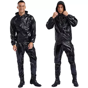 Traje de sauna de PVC para hombre Traje de sudor Trajes de pérdida de peso Chaqueta y pantalones con capucha - Imagen 1 de 21