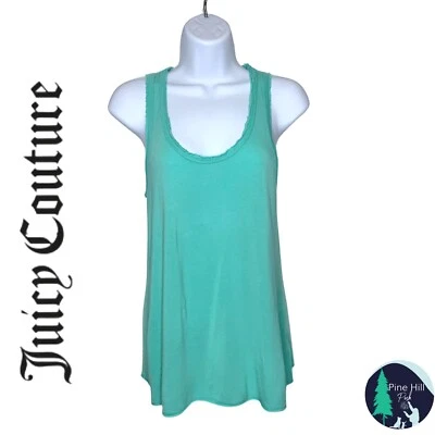 Camiseta sin mangas atlética Juicy Couture talla pequeña verde azulado fluida suave logotipo dorado Foto 1 de 4