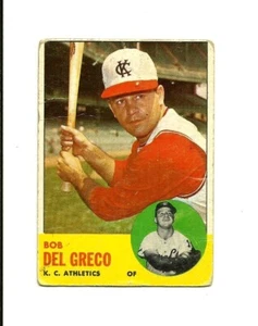 1963 TOPPS #282 Bob Del Greco: Kansas City Athletics: Outfield: Baseball Card - Picture 1 of 2