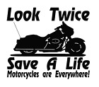 Look Twice Save a Life Motorcycle Safety Vinyl Decal Sticker 42 colors available