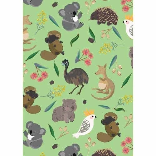 Australian Animal Gift Wrap 70cm x 49cm - Baby Shower Aussie Party Supplies GRN - Image 1 of 1