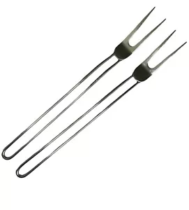 Set Of 2 Stainless Steel Modern Grilling BBQ Forks 13.5 In. Long Meat Lifters - Picture 1 of 10