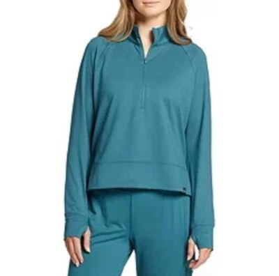 Camisa manga larga tejida de campo 1/4 cremallera para mujer diseño alpino talla XXL nueva con etiquetas en verde azulado Foto 1 de 4