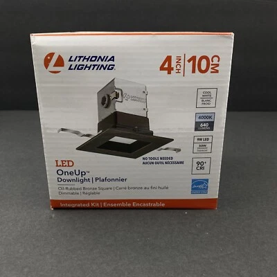 1 Downlight cuadrado Lithonia Lighting OneUp 4 pulgadas bronce frotado con aceite CAJA ABIERTA 4000K Foto 1 de 4