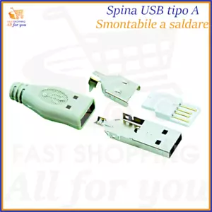 Spina connettore USB maschio di tipo A saldare spinotto da attacco volante 4 pin - Imagen 1 de 1