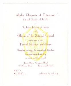 Oct 7 1950 Alpha Chapter Missouri, Nat Society of Pi Mu Invite Initiation Dance - Picture 1 of 4