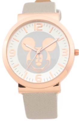 Reloj Disney Mickey Mouse Tono Oro Rosa Banda Plateada Mujer Cuarzo Analógico Foto 1 de 3